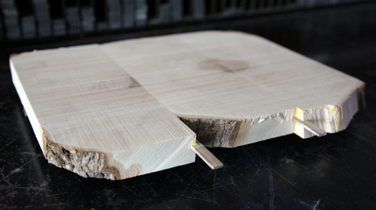 Joining sections of an end grain wood block.